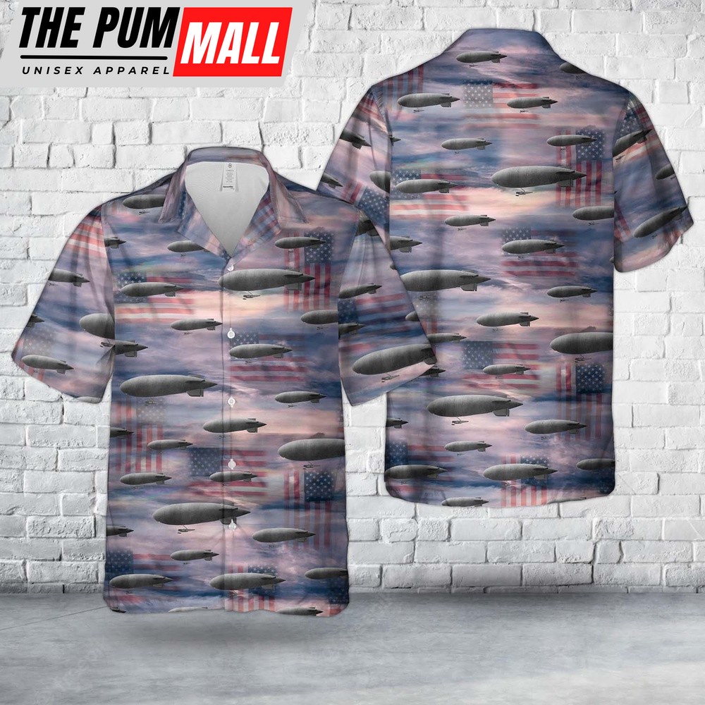 Us Navy Hawaiian Shirt, US Navy B-class blimp Hawaiian Shirt, Military Hawaiian Shirt