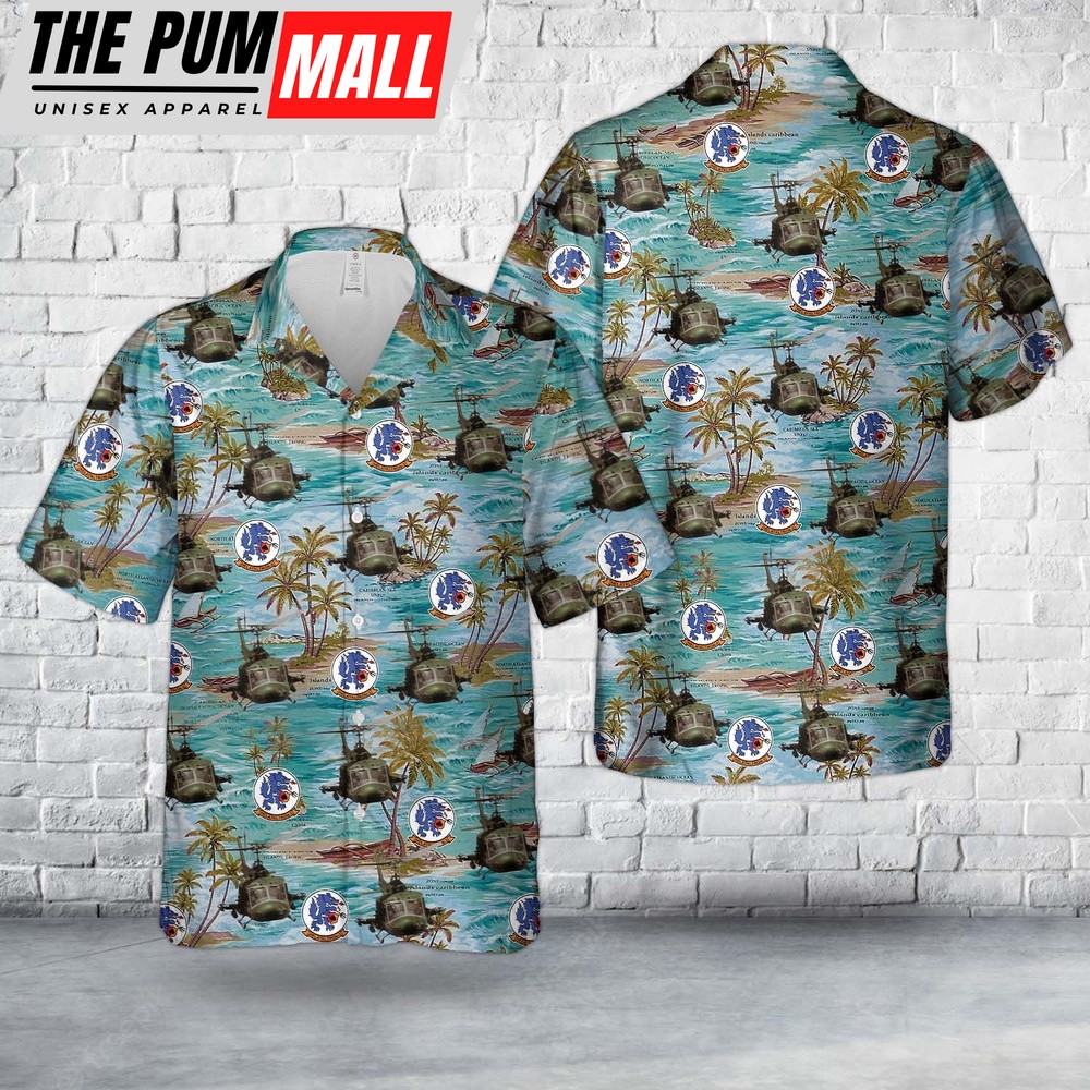 Us Navy Hawaiian Shirt, US Navy Bell UH-1E Huey Of HA(L)-3 Seawolves Hawaiian Shirt, Military Hawaiian Shirt