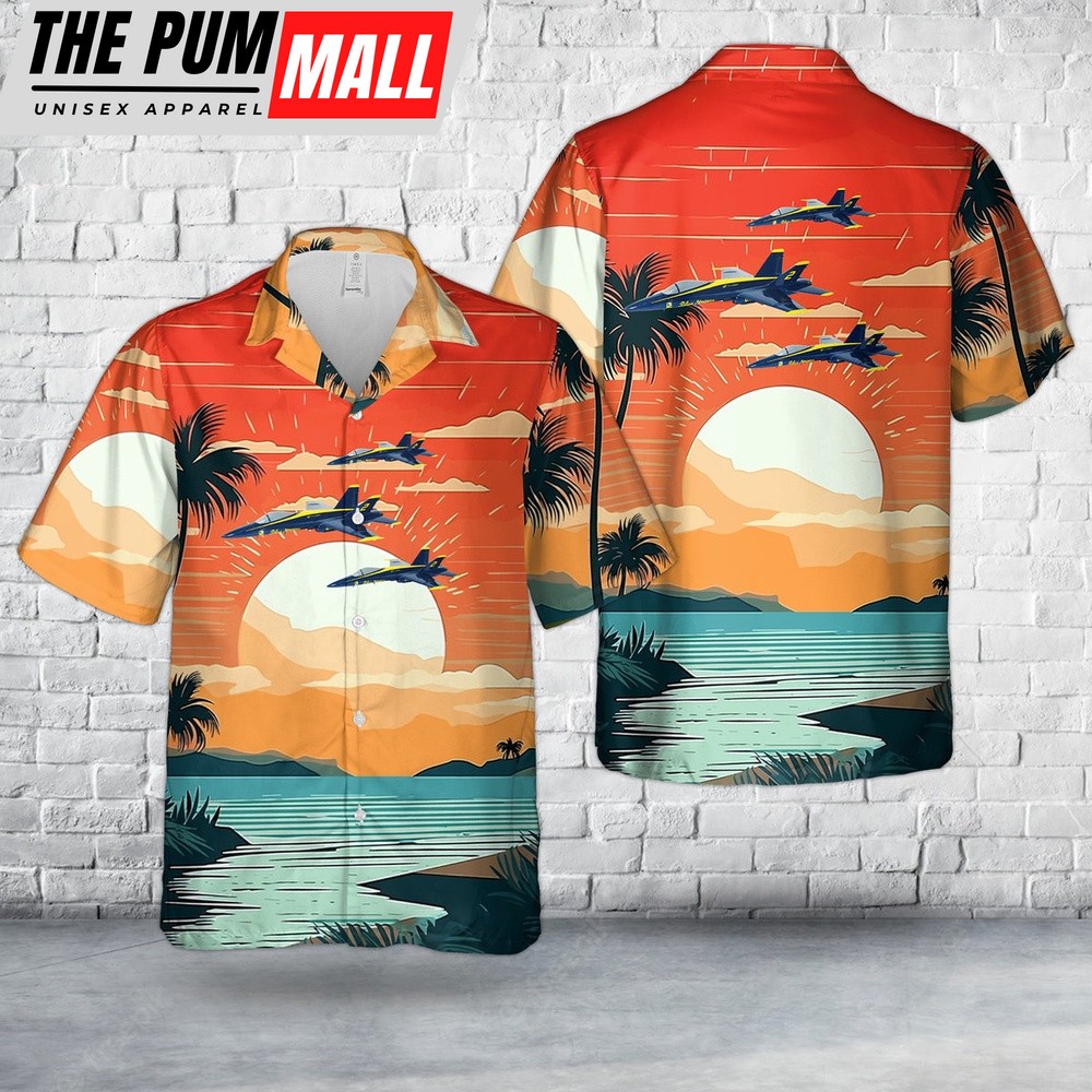 Us Navy Hawaiian Shirt, US Navy Blue Angels #2 FA-18C Hawaiian Shirt, Military Hawaiian Shirt
