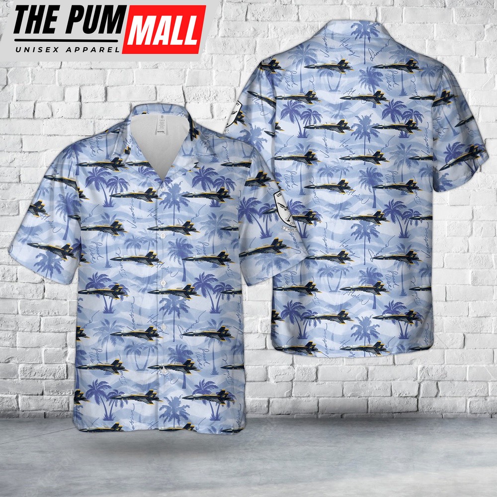 Us Navy Hawaiian Shirt, US Navy Blue Angels #4 FA-18 Hawaiian Shirt, Military Hawaiian Shirt
