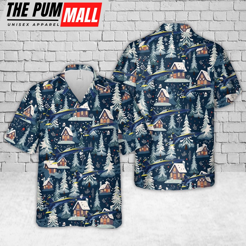 Us Navy Hawaiian Shirt, US Navy Blue Angels #6 FA-18E Christmas Hawaiian Shirt, Military Hawaiian Shirt