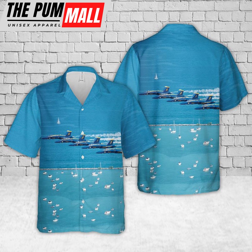 Us Navy Hawaiian Shirt, US Navy Blue Angels Air And Water Show Hawaiian Shirt, Military Hawaiian Shirt