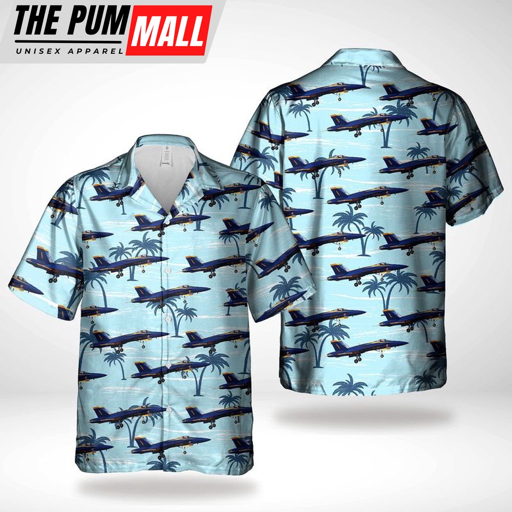 Us Navy Hawaiian Shirt, US Navy Blue Angels Boeing FA-18E Super Hornet Hawaiian Shirt, Military Hawaiian Shirt