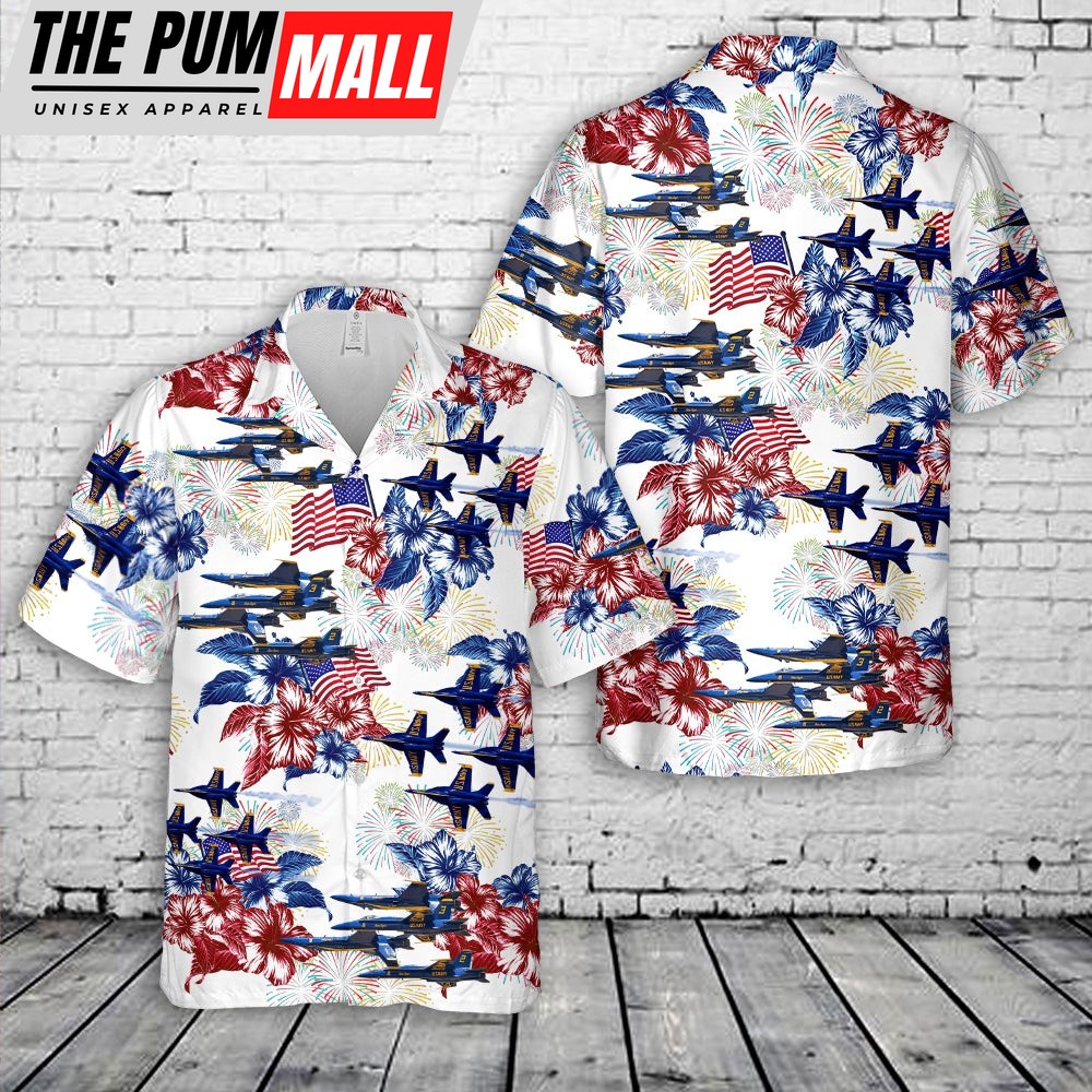 Us Navy Hawaiian Shirt, US Navy Blue Angels F18 Hornet , 4th Of July Hawaiian Shirt, Military Hawaiian Shirt