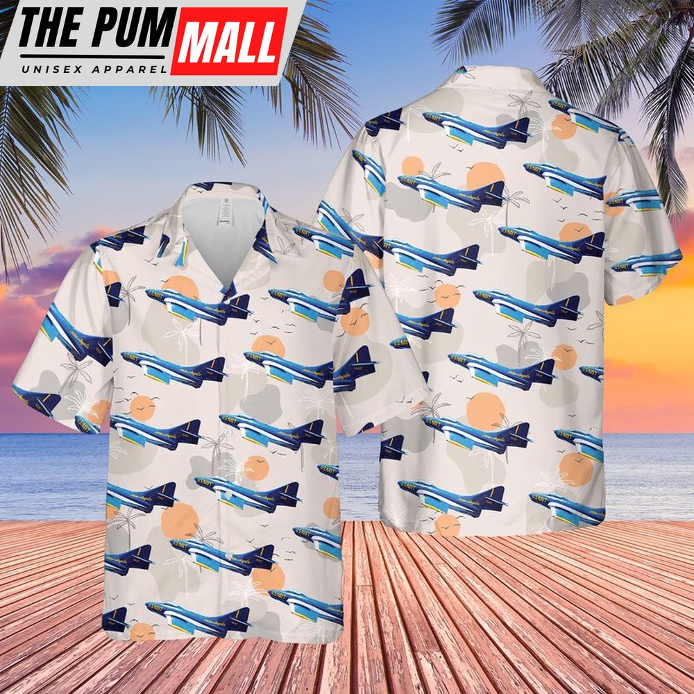 Us Navy Hawaiian Shirt, US Navy Blue Angels F9F-8 Cougar Hawaiian Shirt, Military Hawaiian Shirt