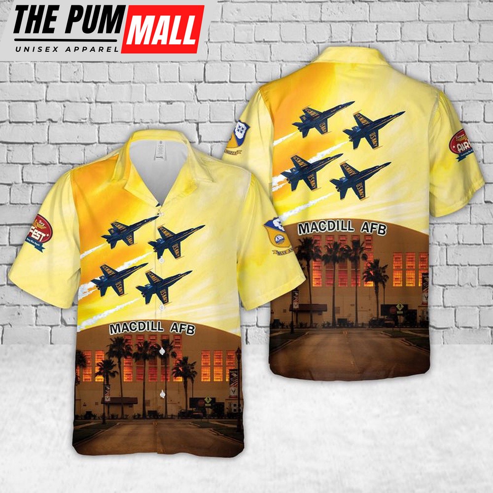 Us Navy Hawaiian Shirt, US Navy Blue Angels Tampa Bay AirFest Hawaiian Shirt, Military Hawaiian Shirt