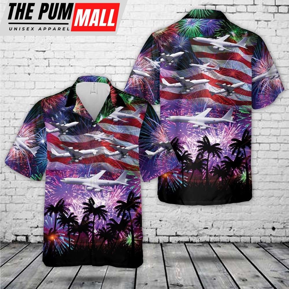 Us Navy Hawaiian Shirt, US Navy Boeing E-6 Mercury, 4th Of July Hawaiian Shirt, Military Hawaiian Shirt