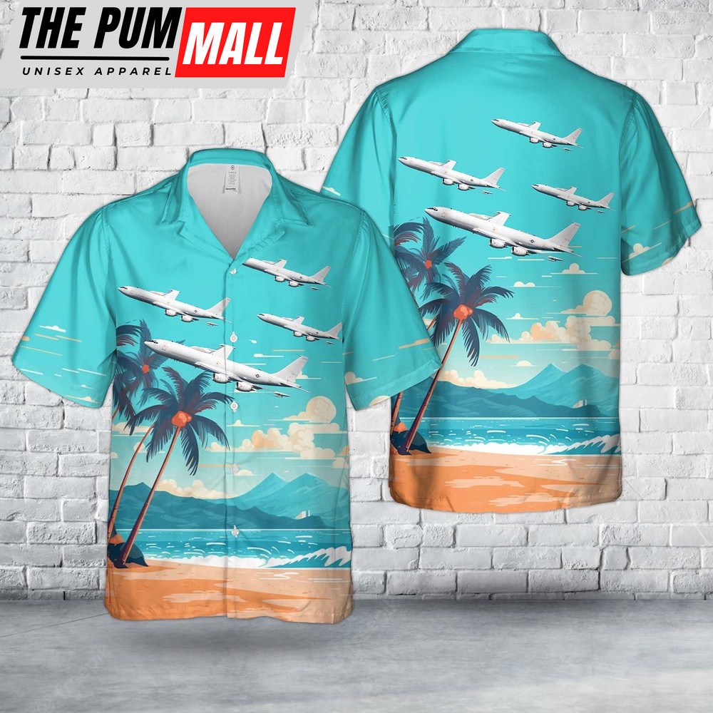 Us Navy Hawaiian Shirt, US Navy Boeing E-6B Mercury (707-300) Hawaiian Shirt, Military Hawaiian Shirt