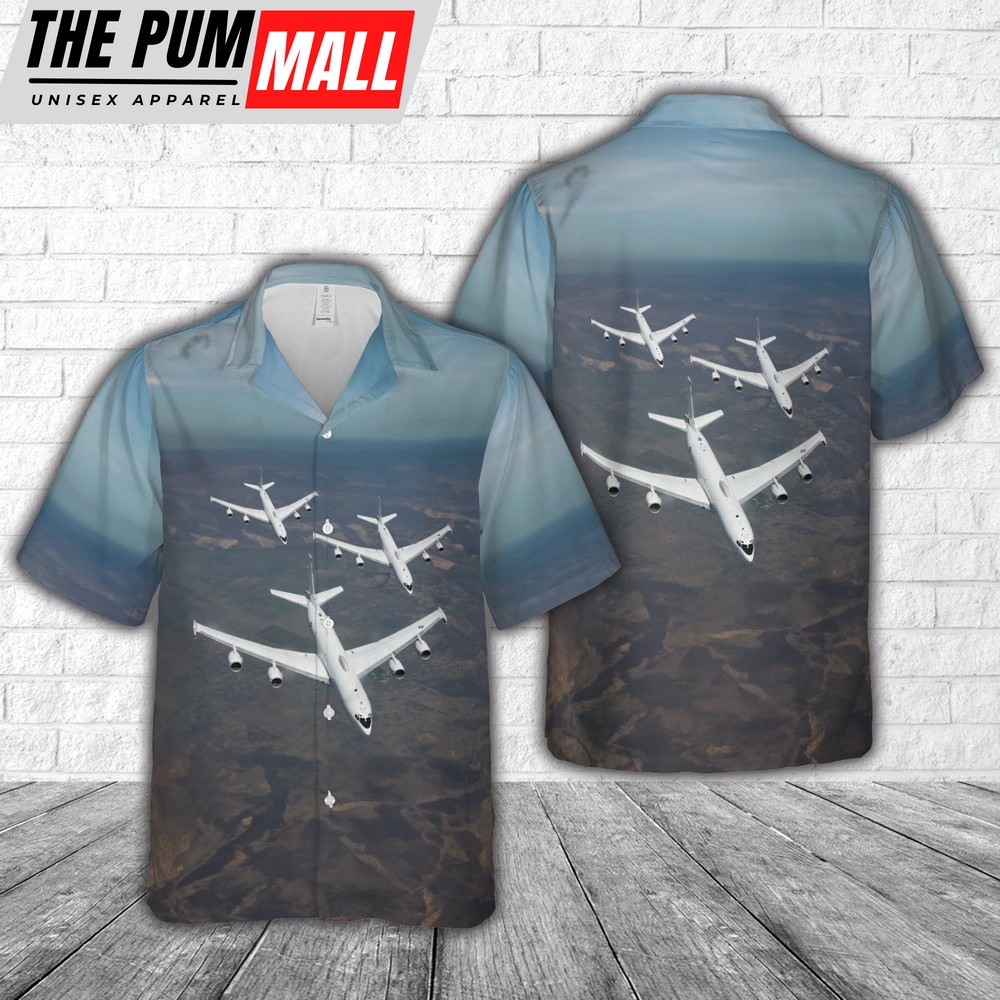 Us Navy Hawaiian Shirt, US Navy Boeing E-6B Mercury of Strategic Communications Wing ONE Hawaiian Shirt, Military Hawaiian Shirt