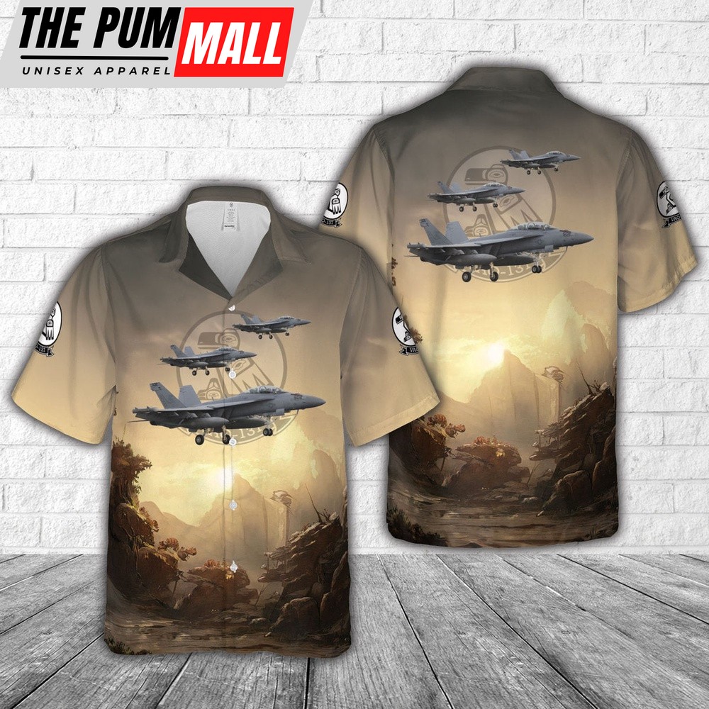 Us Navy Hawaiian Shirt, US Navy Boeing EA-18G Growler Of VAQ-137 ‘Rooks’ Hawaiian Shirt, Military Hawaiian Shirt