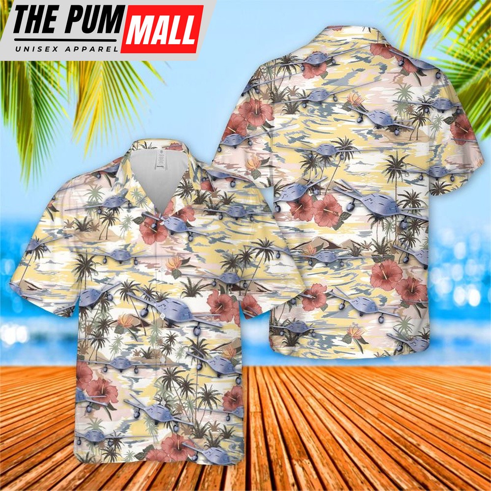Us Navy Hawaiian Shirt, US Navy Boeing MQ-25 Stingray Hawaiian Shirt, Military Hawaiian Shirt