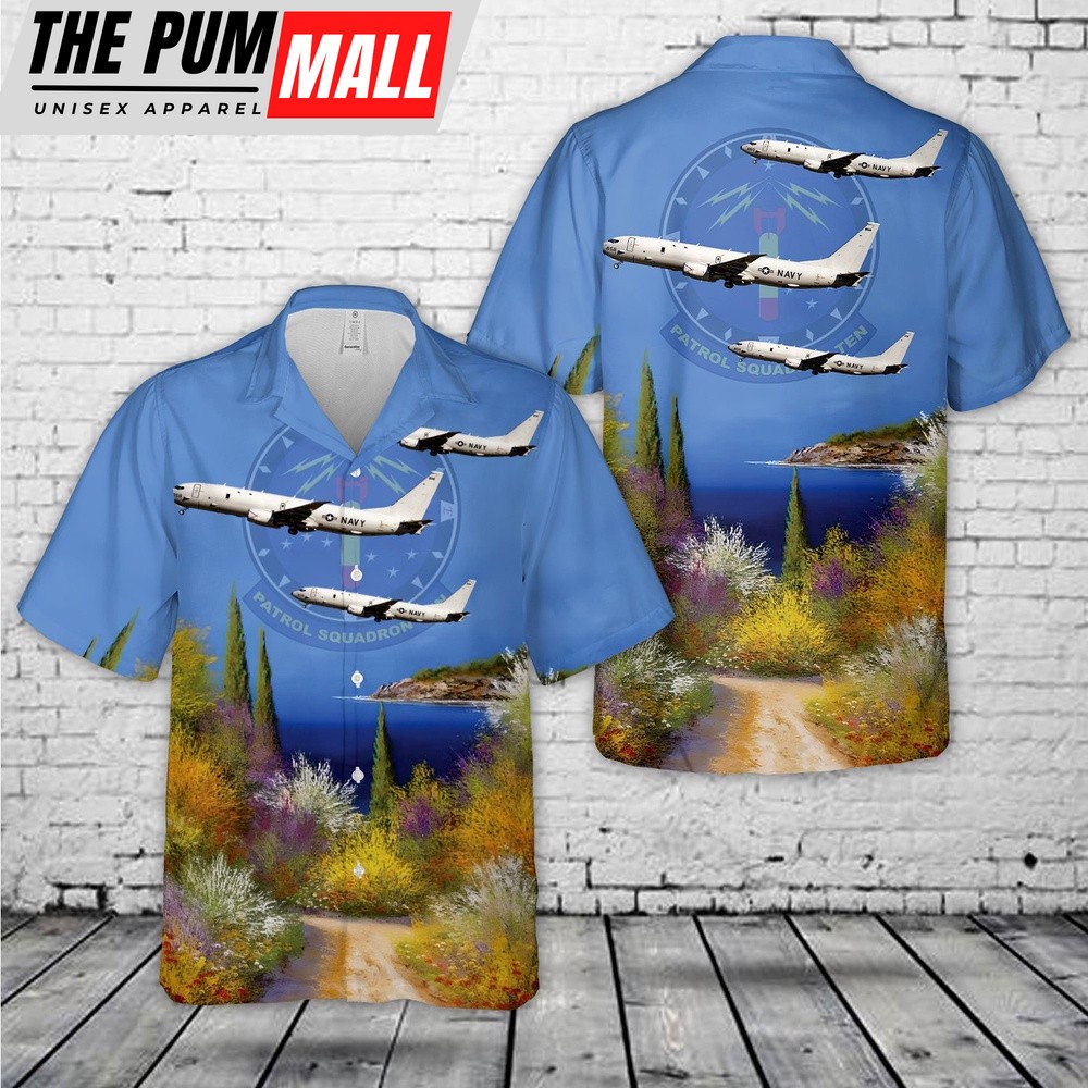 Us Navy Hawaiian Shirt, US Navy Boeing P-8A Poseidon 168858 Of VP-10 Red Lancers Hawaiian Shirt, Military Hawaiian Shirt