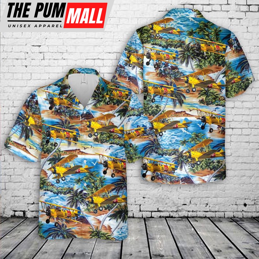 Us Navy Hawaiian Shirt, US Navy Boeing Stearman N67193 Hawaiian Shirt, Military Hawaiian Shirt
