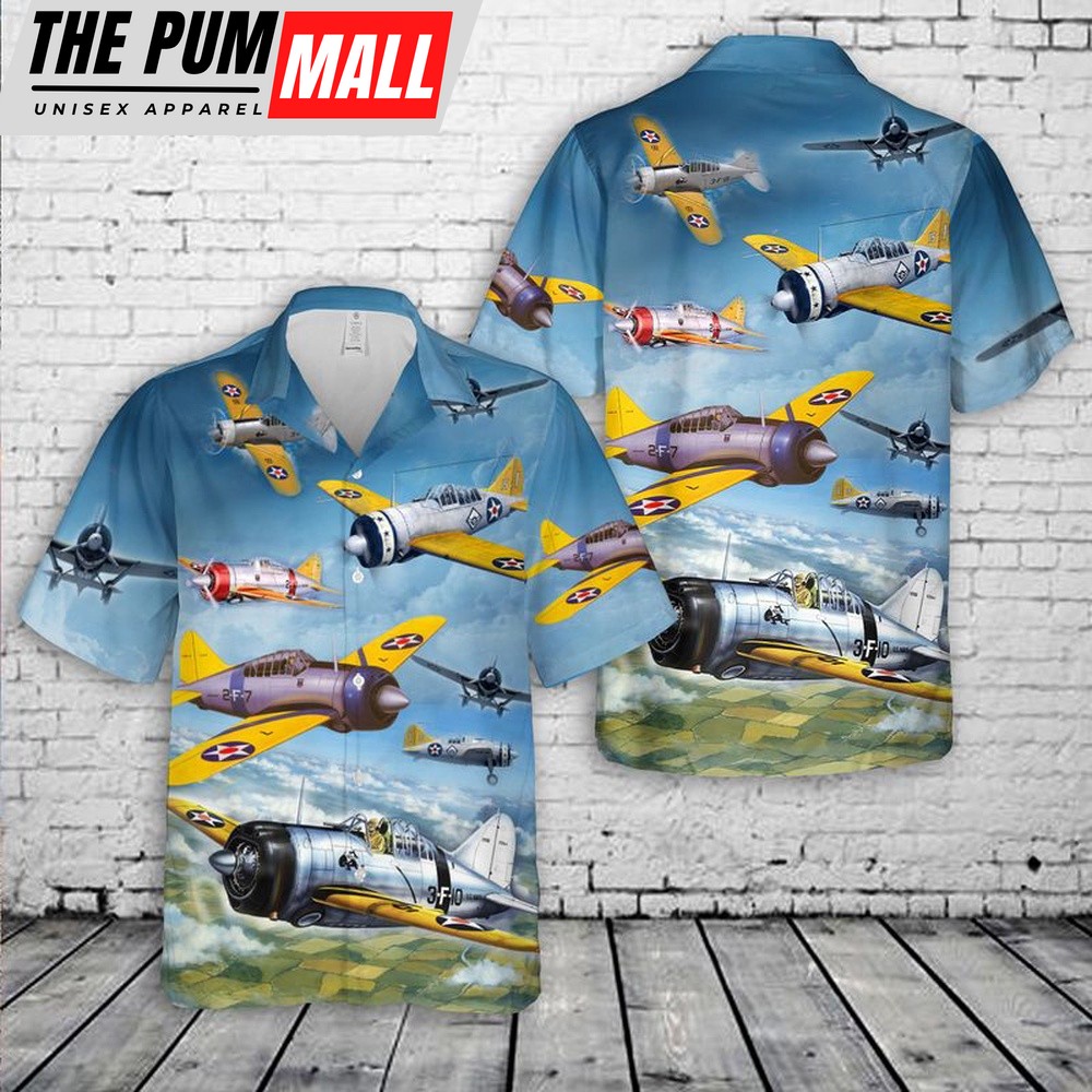 Us Navy Hawaiian Shirt, US Navy Brewster F2A Buffalo Hawaiian Shirt, Military Hawaiian Shirt
