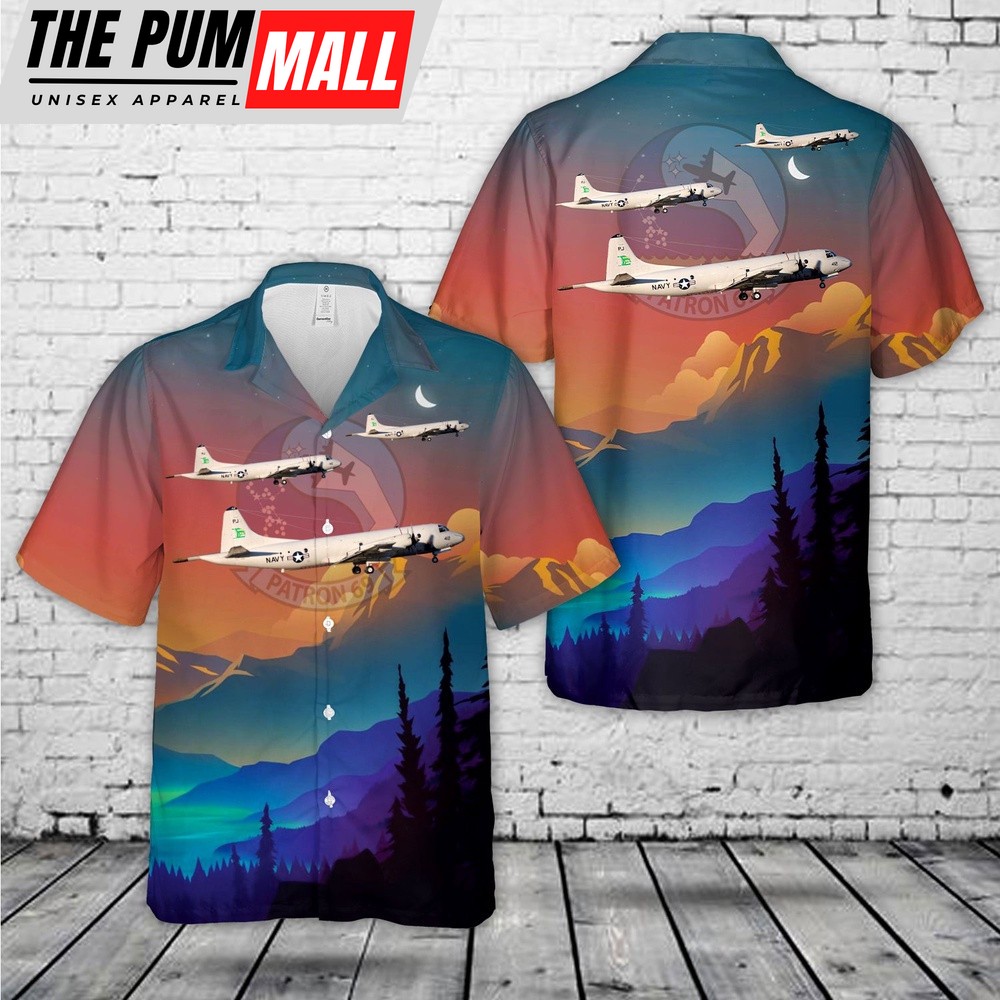 Us Navy Hawaiian Shirt, US Navy BuNo. 161412 P-3C, VP 69 Totems Hawaiian Shirt, Military Hawaiian Shirt