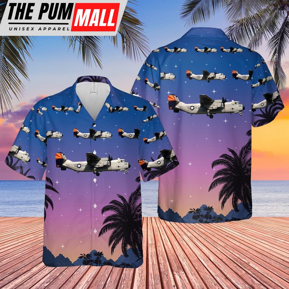 Us Navy Hawaiian Shirt, US Navy C-2A Greyhound VRC-40 Rawhides Hawaiian Shirt, Military Hawaiian Shirt