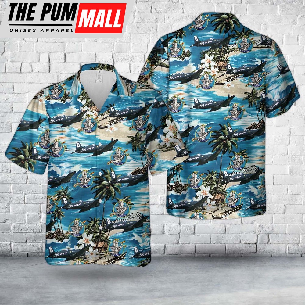 Us Navy Hawaiian Shirt, US Navy Chance Vought F4U-4 Corsair Of VF-192 Hawaiian Shirt, Military Hawaiian Shirt