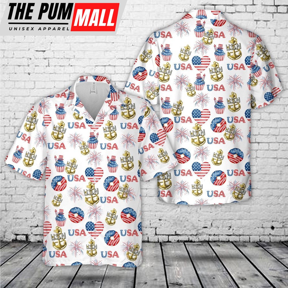 Us Navy Hawaiian Shirt, US Navy Chief Anchor, 4th Of July Hawaiian Shirt, Military Hawaiian Shirt