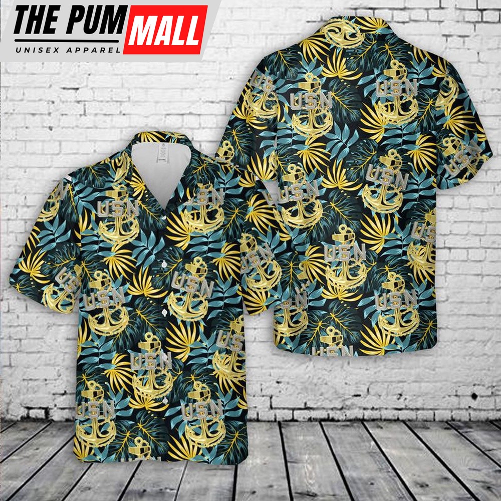 Us Navy Hawaiian Shirt, US Navy Chief Anchor Hawaiian Shirt, Military Hawaiian Shirt