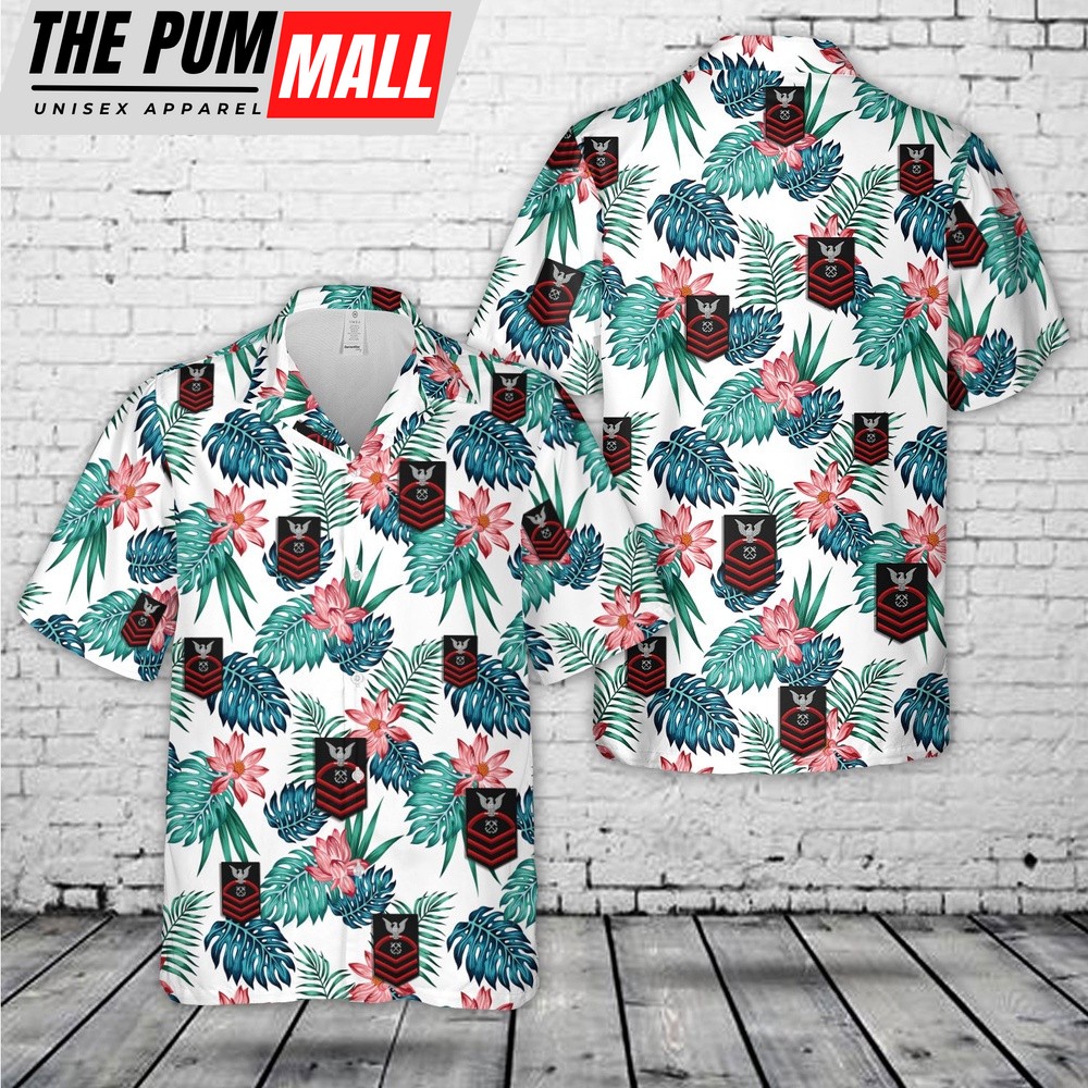 Us Navy Hawaiian Shirt, U.S. Navy Chief boatswain’s mate Rank Hawaiian Shirt, Military Hawaiian Shirt