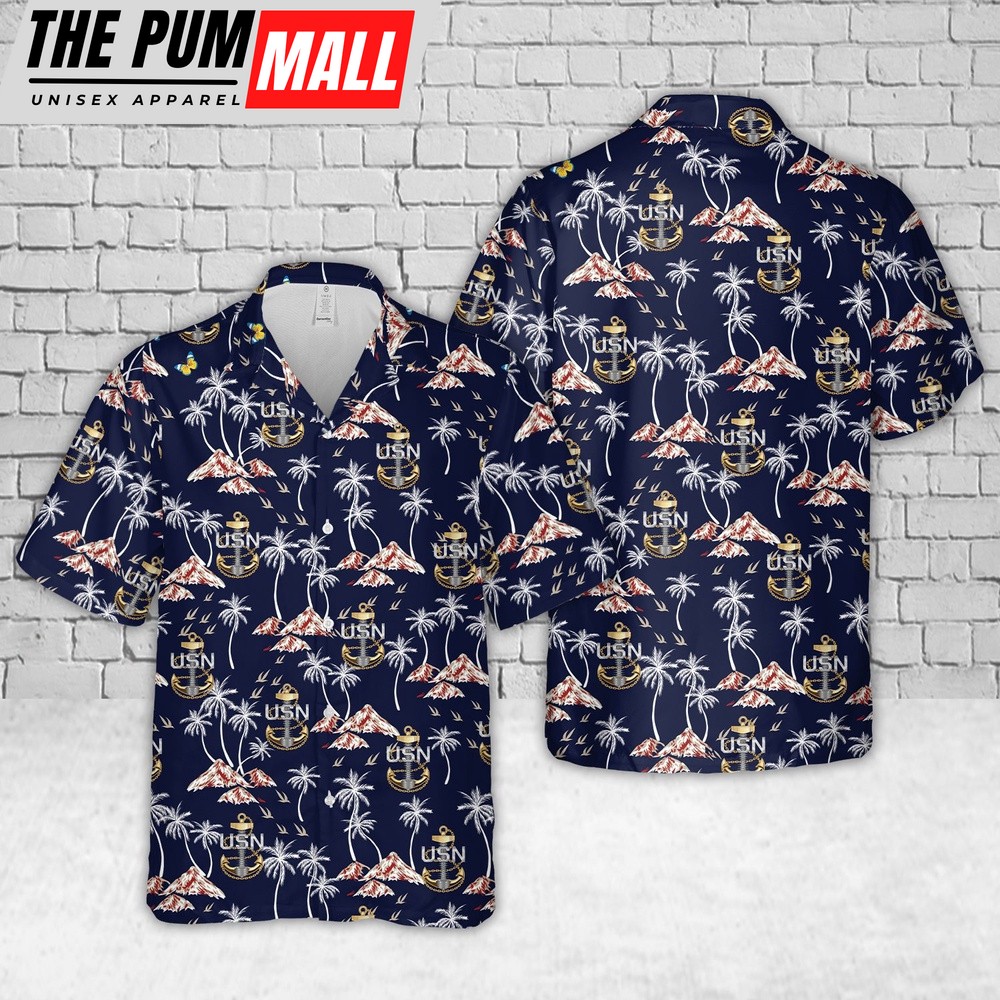 Us Navy Hawaiian Shirt, US Navy Chief Petty Officer Backbone Anchor Hawaiian Shirt, Military Hawaiian Shirt