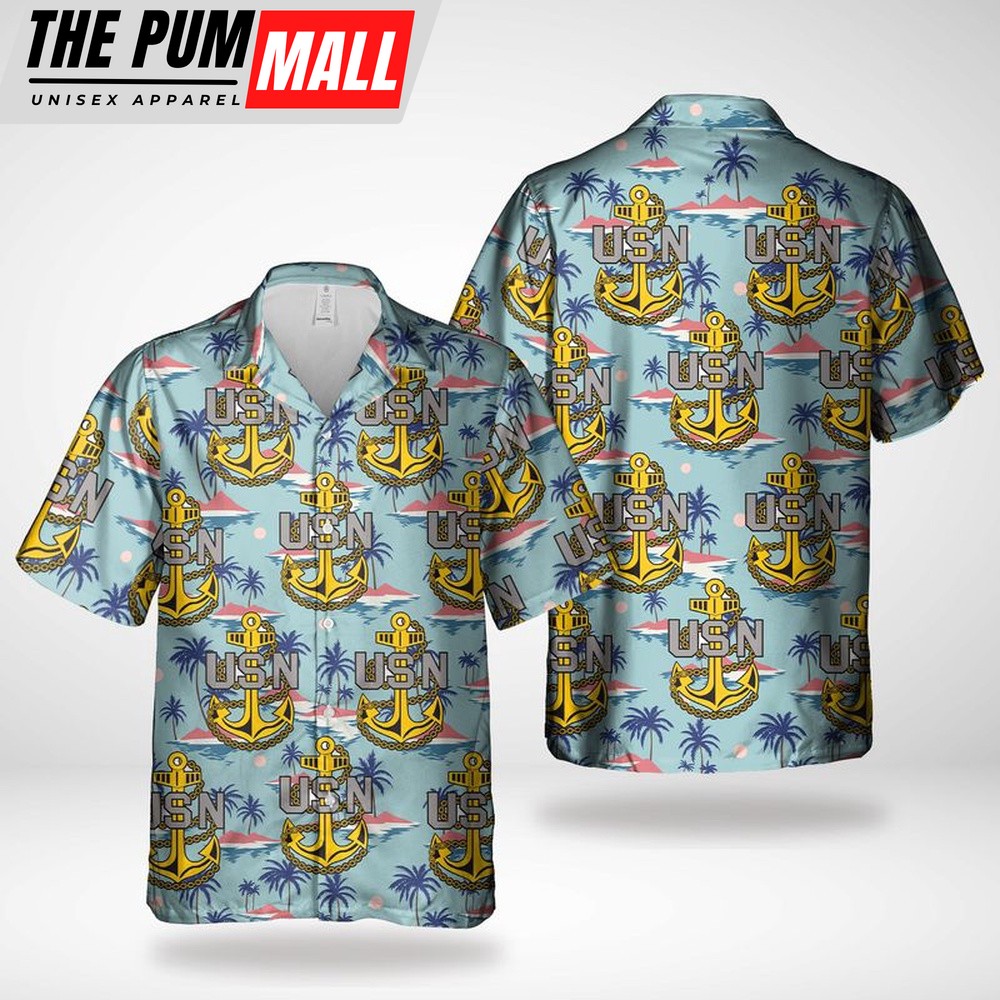Us Navy Hawaiian Shirt, US Navy Chief Petty Officer Chief’s Fouled Anchor Hawaiian Shirt, Military Hawaiian Shirt