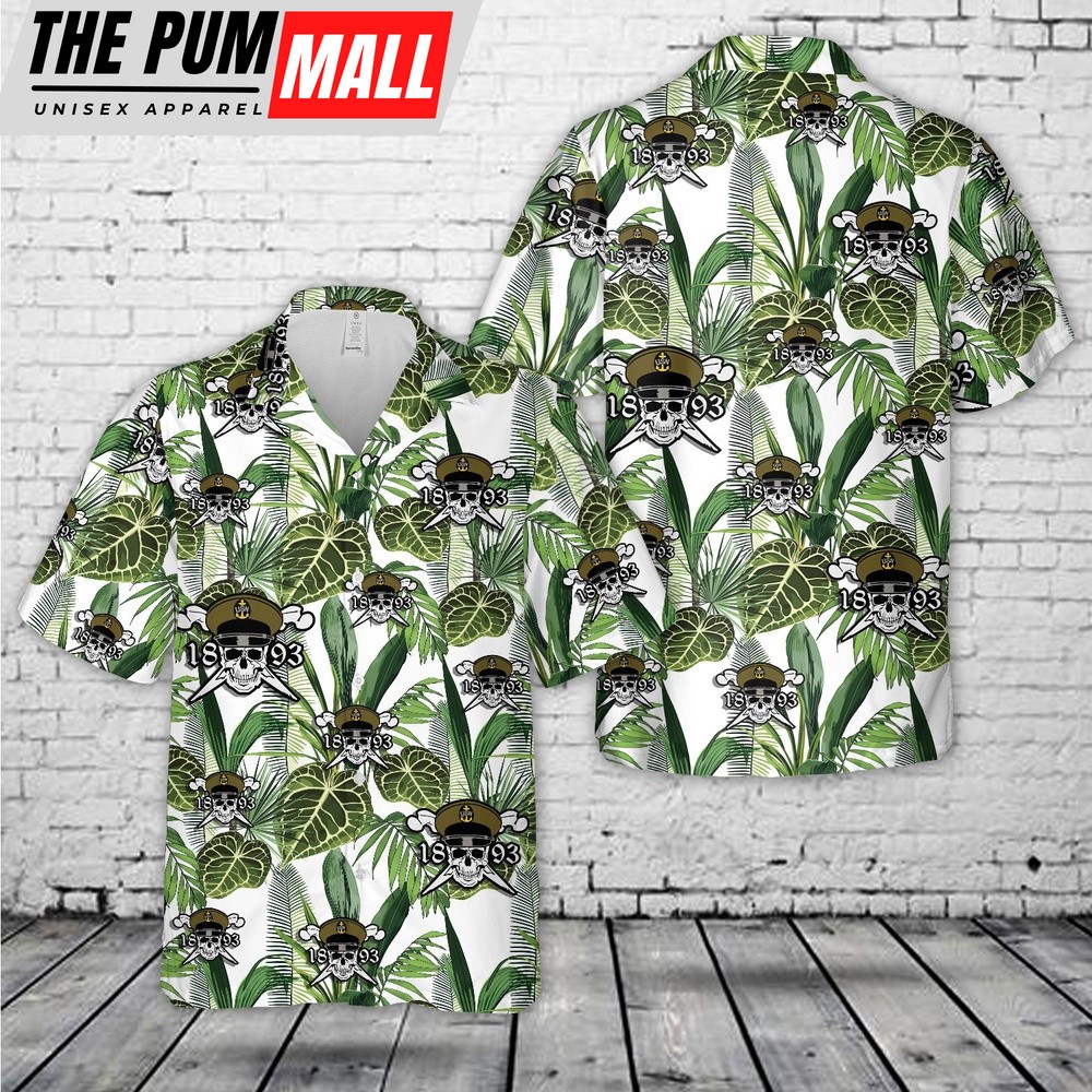 Us Navy Hawaiian Shirt, US Navy Chief Skull and Cross bones Crossbones 1893 Hawaiian Shirt, Military Hawaiian Shirt