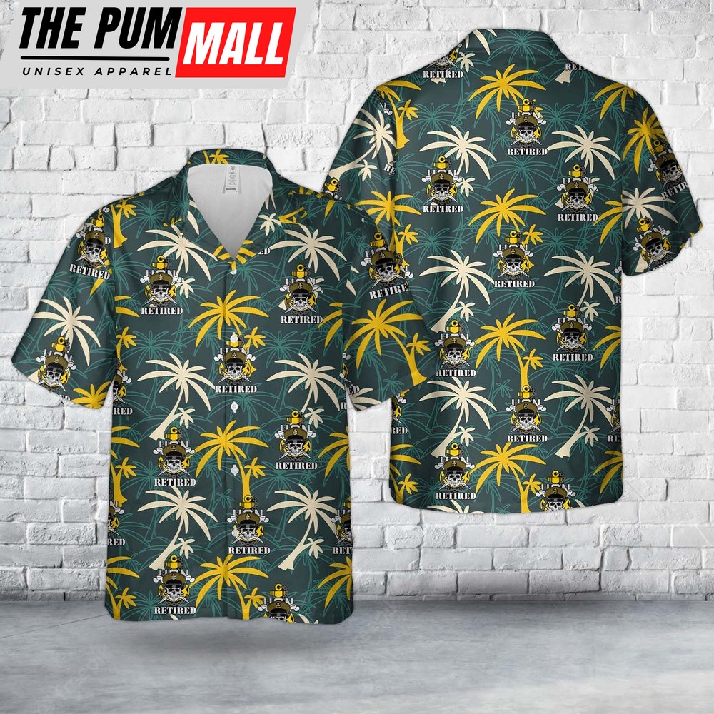 Us Navy Hawaiian Shirt, US Navy Chief Skull and Cross Bones Retired anchor Hawaiian Shirt, Military Hawaiian Shirt