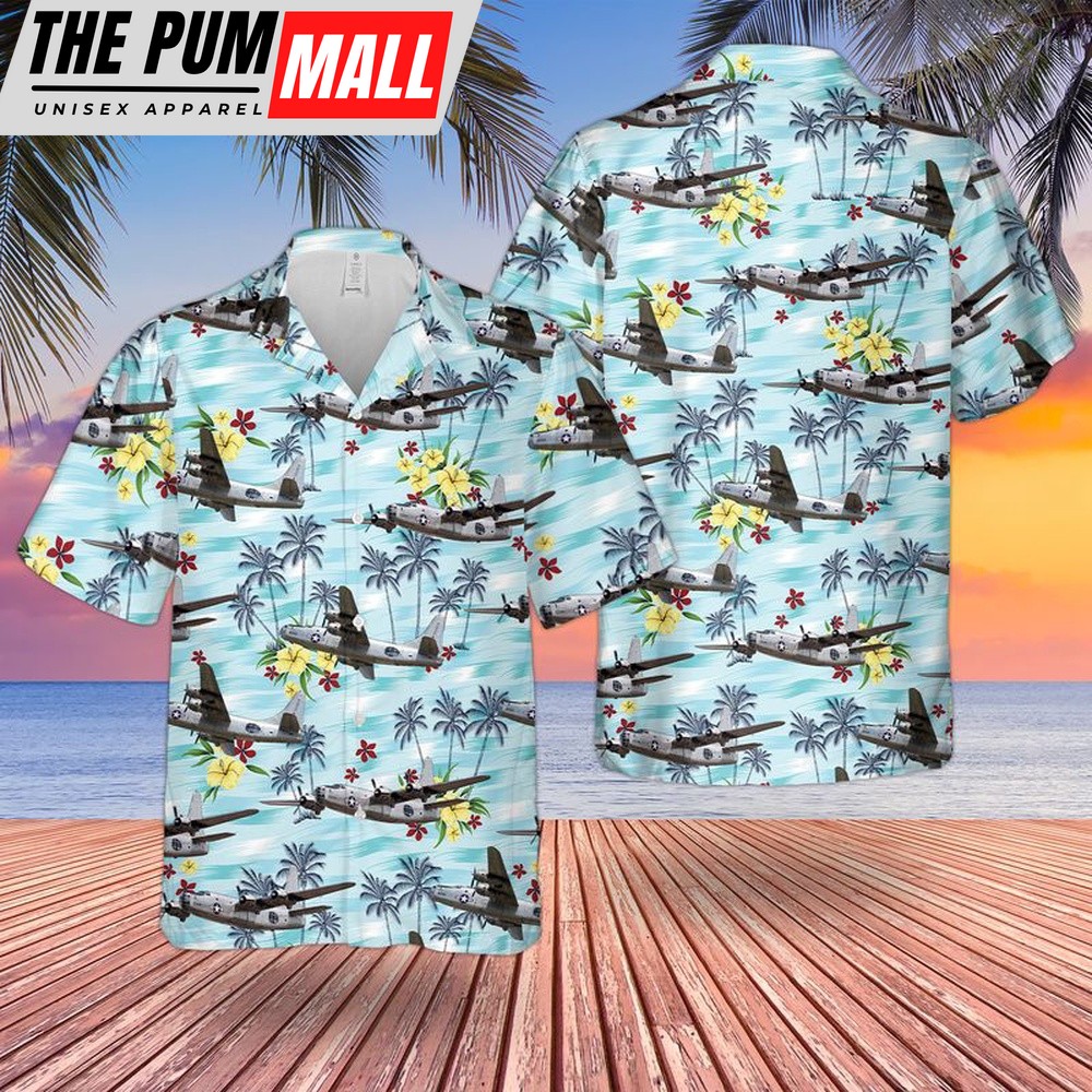Us Navy Hawaiian Shirt, US Navy Consolidated PB4Y-2 Privateer Hawaiian Shirt, Military Hawaiian Shirt