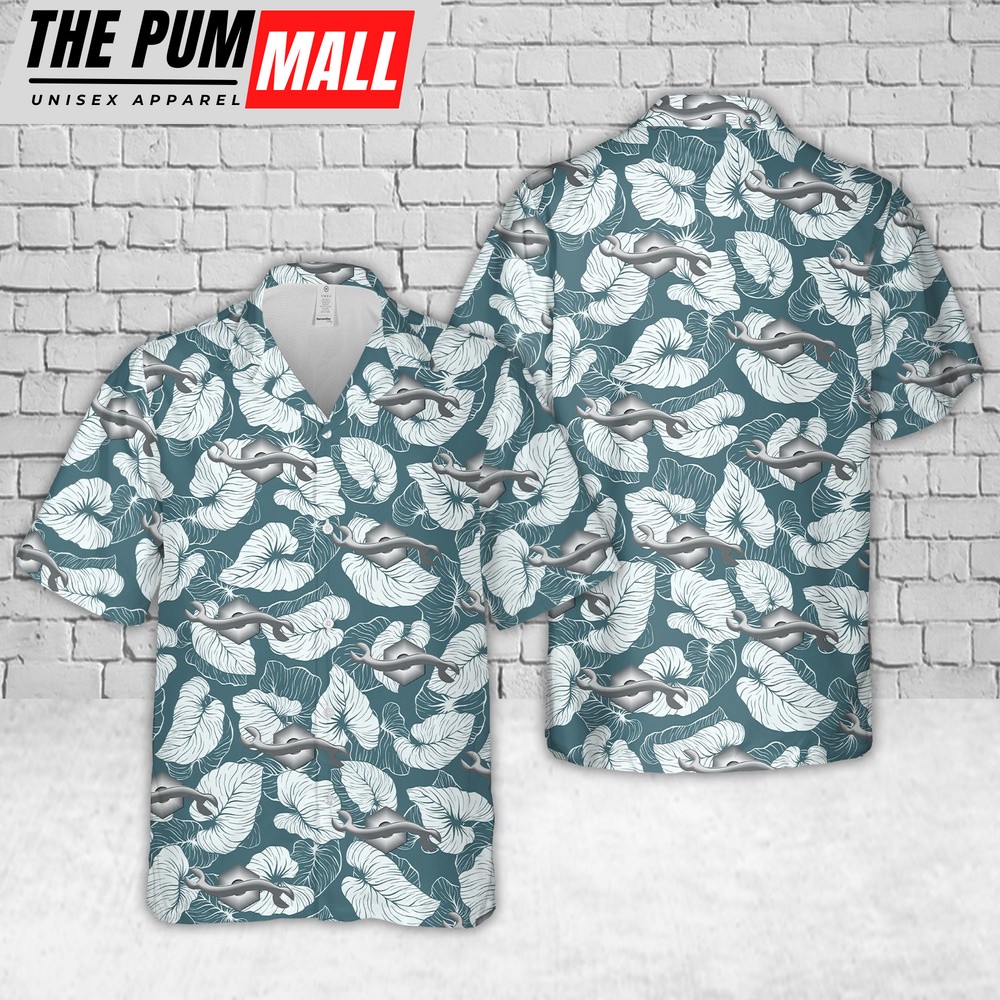 Us Navy Hawaiian Shirt, US Navy Construction Mechanic (CM) Hawaiian Shirt, Military Hawaiian Shirt