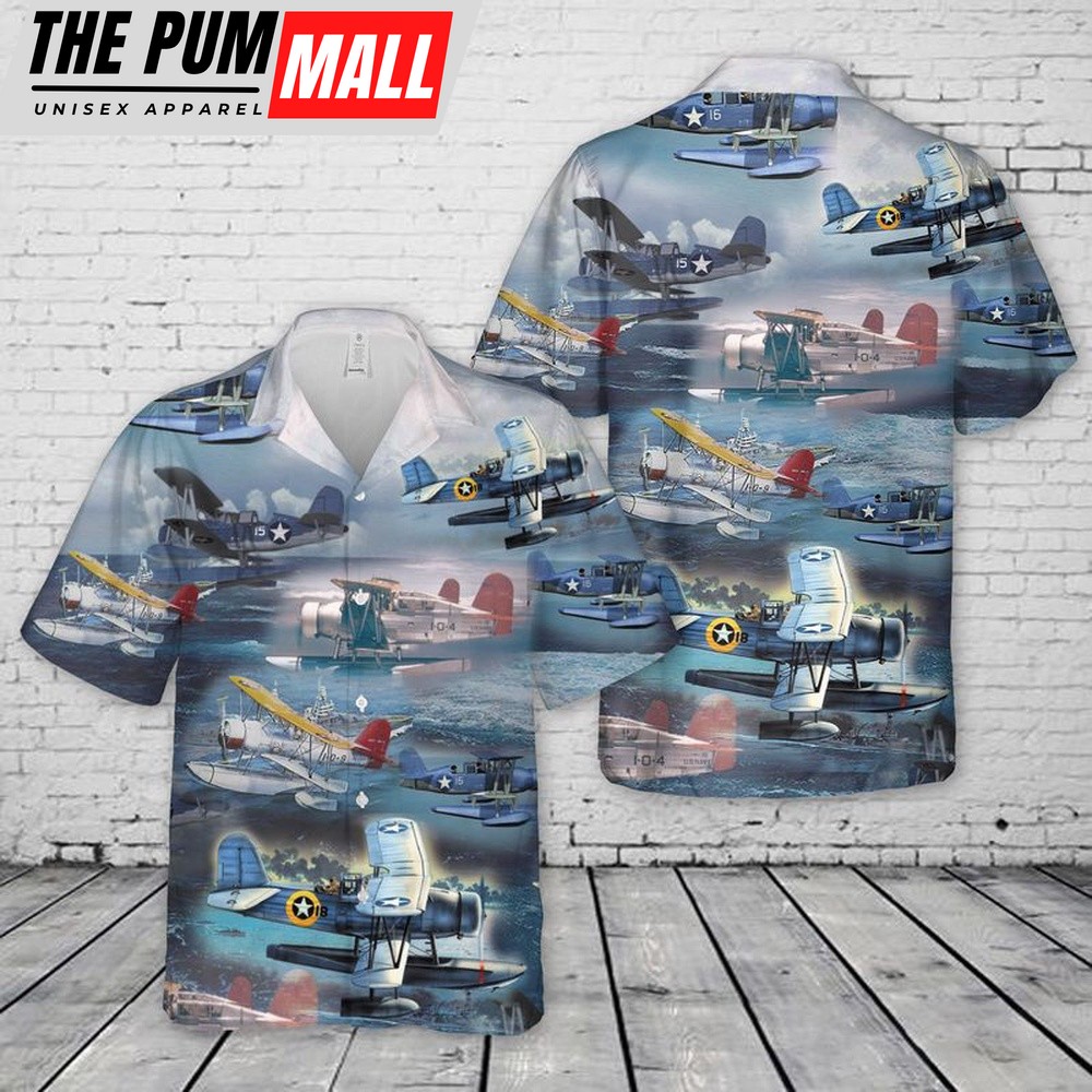 Us Navy Hawaiian Shirt, US Navy Curtiss SOC Seagull Hawaiian Shirt, Military Hawaiian Shirt