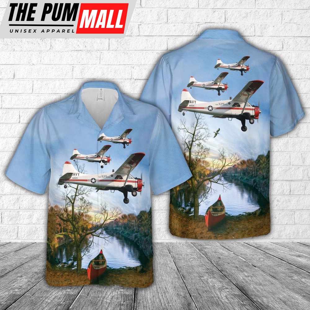 Us Navy Hawaiian Shirt, US Navy De Havilland Canada U-6A Beaver (DHC-2) Hawaiian Shirt, Military Hawaiian Shirt
