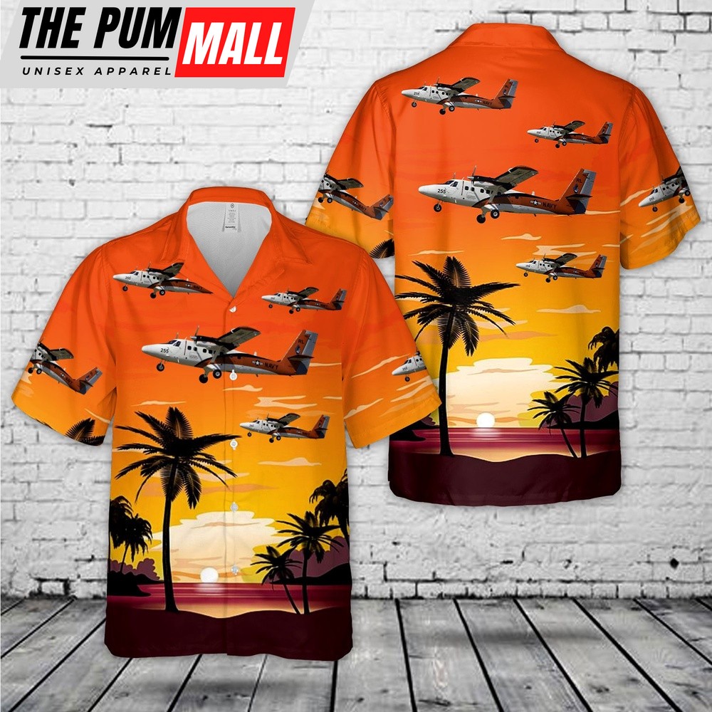 Us Navy Hawaiian Shirt, US Navy De Havilland Canada UV-18A Twin Otter Hawaiian Shirt, Military Hawaiian Shirt