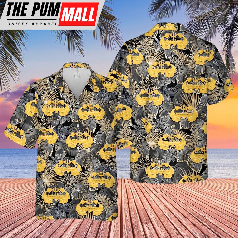 Us Navy Hawaiian Shirt, US Navy Deep Submergence Officer Badge Hawaiian Shirt, Military Hawaiian Shirt