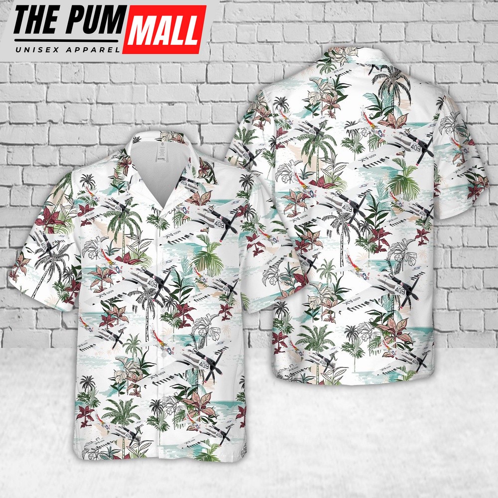 Us Navy Hawaiian Shirt, US Navy Douglas A-1 Skyraider Papoose Flight Hawaiian Shirt, Military Hawaiian Shirt