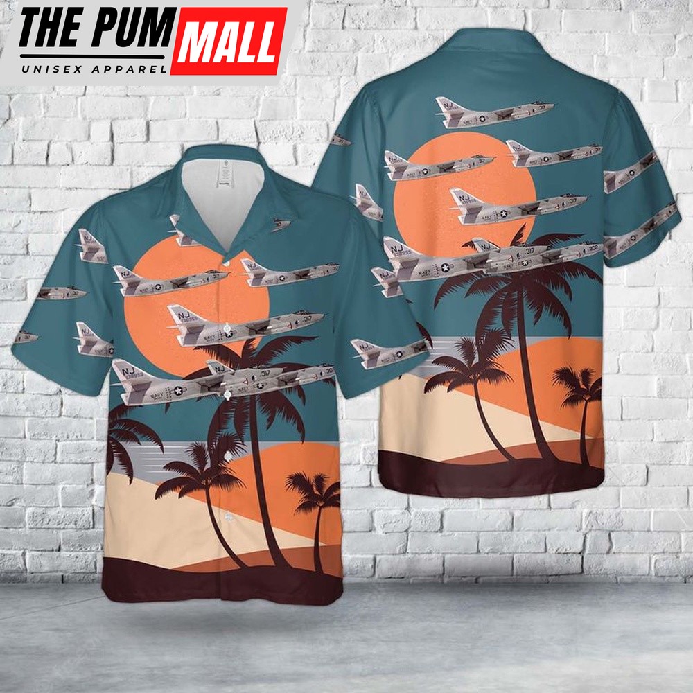 Us Navy Hawaiian Shirt, U.S. Navy Douglas A-3B Skywarrior Of VAH-123 Professionals Hawaiian Shirt, Military Hawaiian Shirt