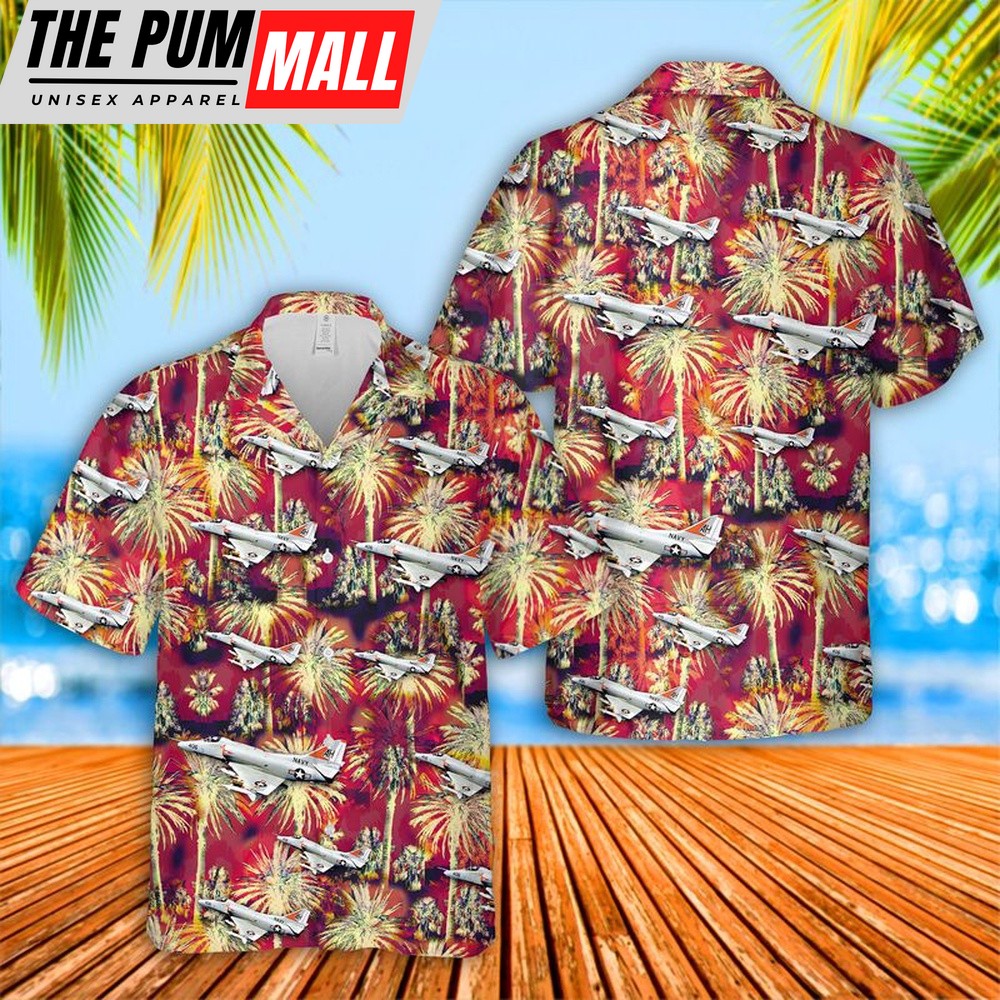 Us Navy Hawaiian Shirt, US Navy Douglas A-4 Skyhawk Hawaiian Shirt, Military Hawaiian Shirt