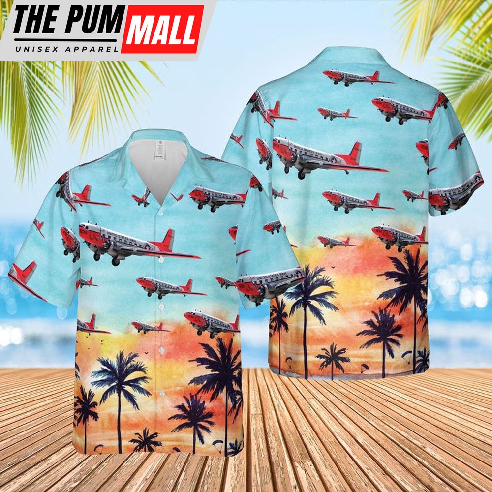 Us Navy Hawaiian Shirt, US Navy Douglas C-117D Hawaiian Shirt, Military Hawaiian Shirt