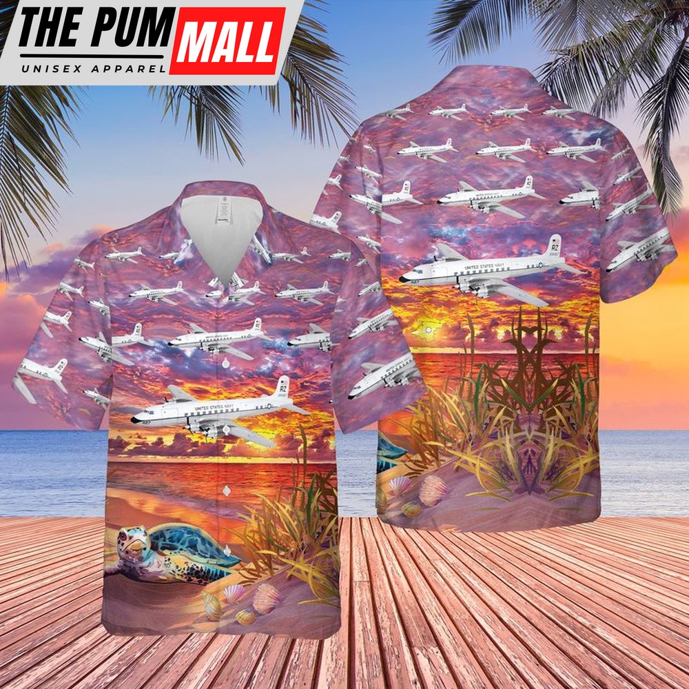 Us Navy Hawaiian Shirt, US Navy Douglas C-118 Liftmaster Of VR-21 Hawaiian Shirt, Military Hawaiian Shirt