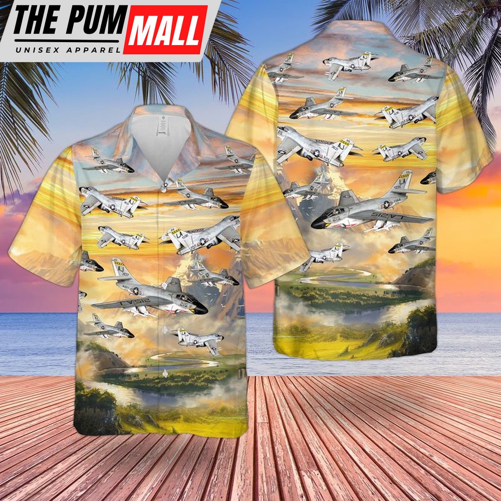 Us Navy Hawaiian Shirt, US Navy Douglas F3D Skyknight Hawaiian Shirt, Military Hawaiian Shirt