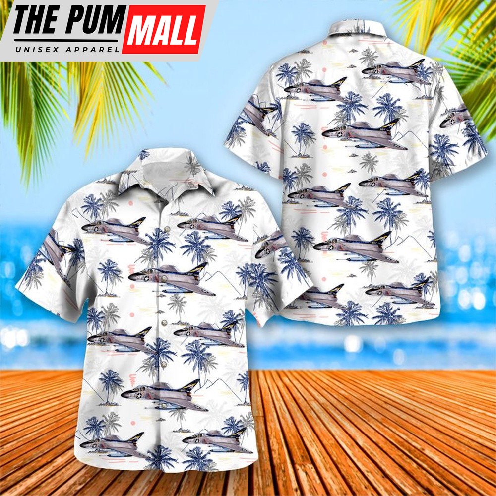 Us Navy Hawaiian Shirt, US Navy Douglas F4D-1 Skyray Hawaiian Shirt, Military Hawaiian Shirt