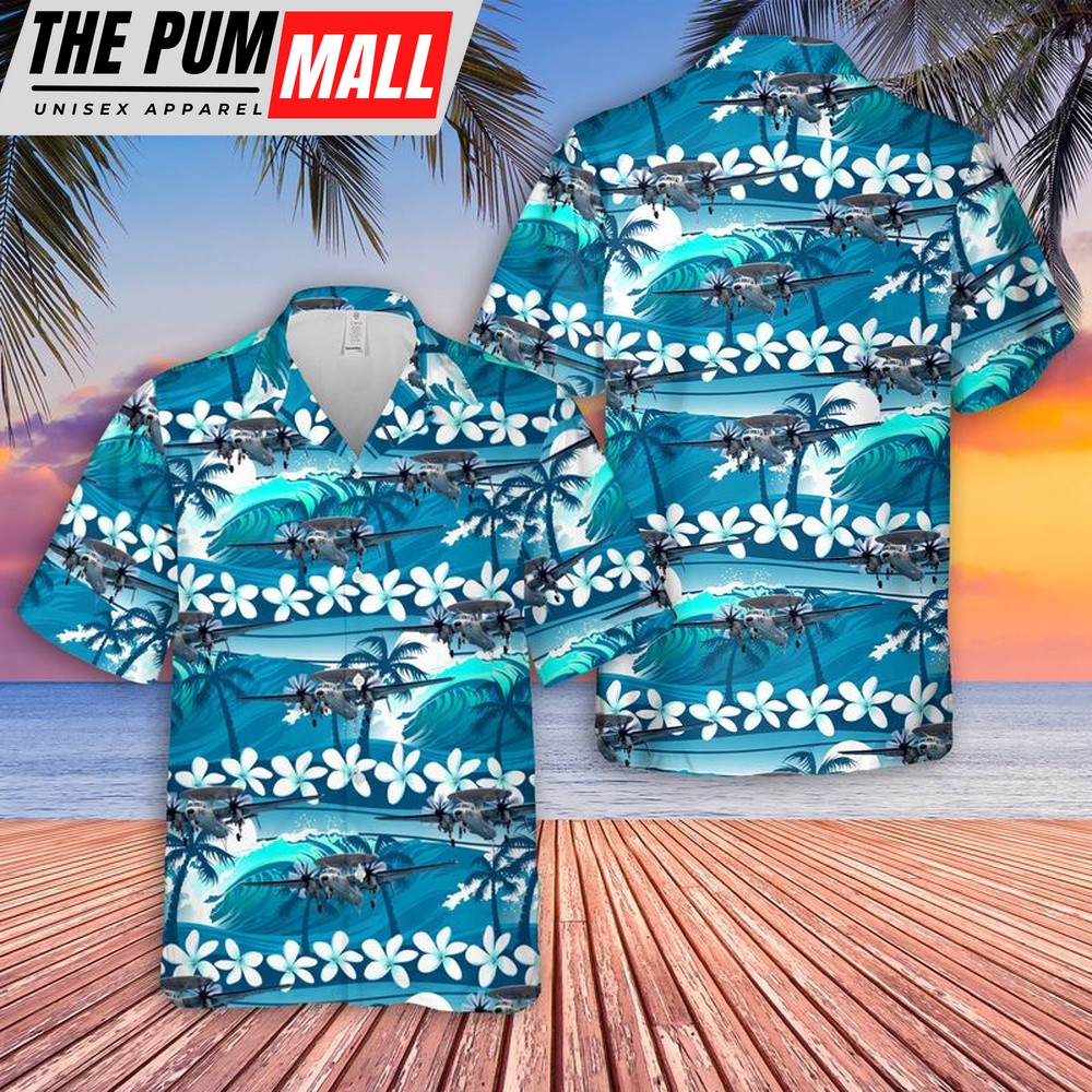 Us Navy Hawaiian Shirt, US Navy E-2 Hawkeye Airborne Command and Control Aircraft Hawaiian Shirt, Military Hawaiian Shirt