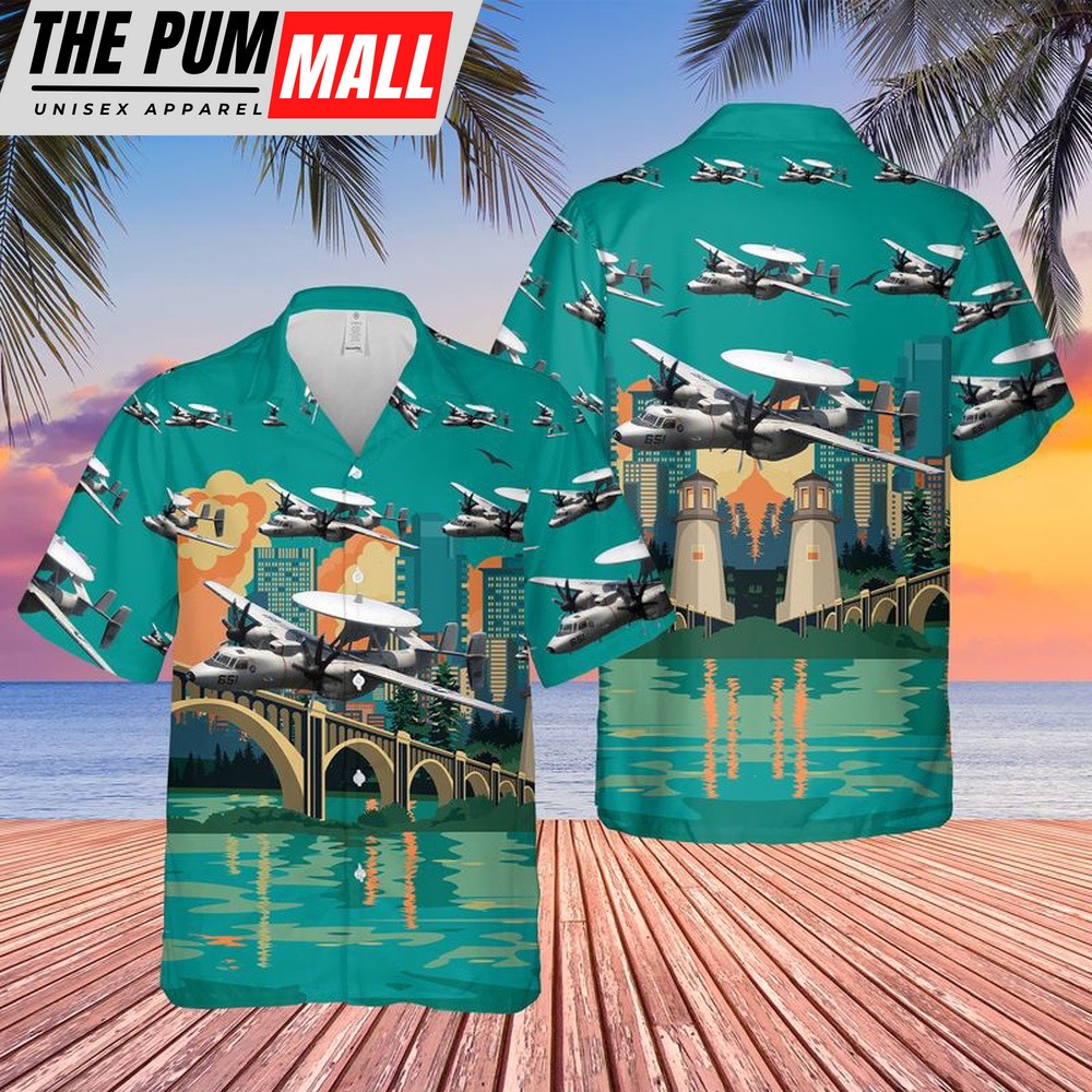 Us Navy Hawaiian Shirt, US Navy E-2C Hawkeye Of VAW-120 Greyhawks Hawaiian Shirt, Military Hawaiian Shirt