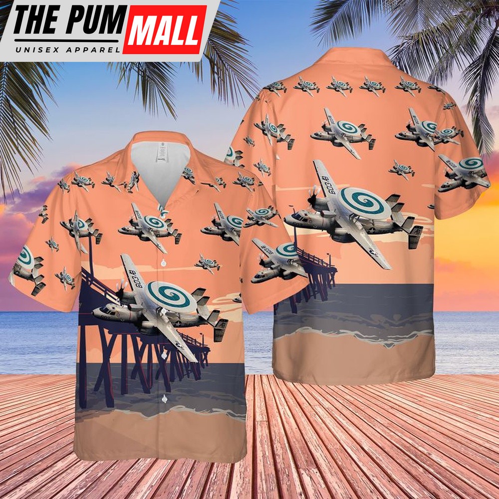Us Navy Hawaiian Shirt, US Navy E-2C Hawkeye Of VAW-123 Screwtops Hawaiian Shirt, Military Hawaiian Shirt