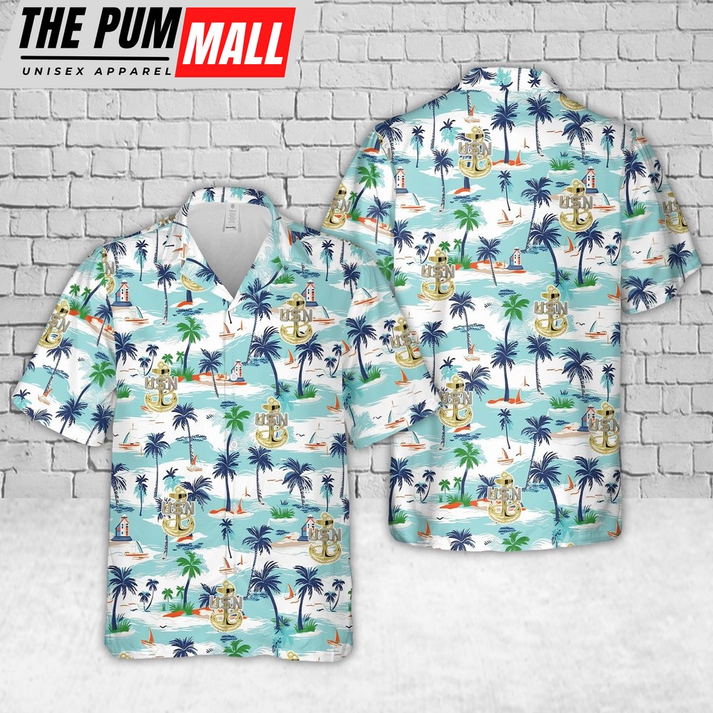 Us Navy Hawaiian Shirt, US Navy E-7 Chief Petty Officers Anchor Hawaiian Shirt, Military Hawaiian Shirt