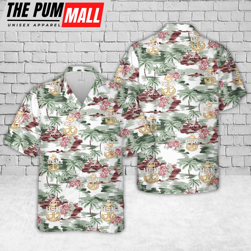 Us Navy Hawaiian Shirt, US Navy E-8 Senior Chief Petty Officer Hawaiian Shirt, Military Hawaiian Shirt