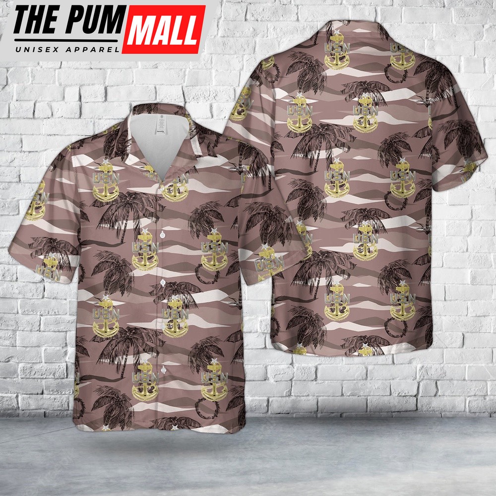 Us Navy Hawaiian Shirt, US Navy E-8 Senior Chief Petty Officers Anchor Hawaiian Shirt, Military Hawaiian Shirt