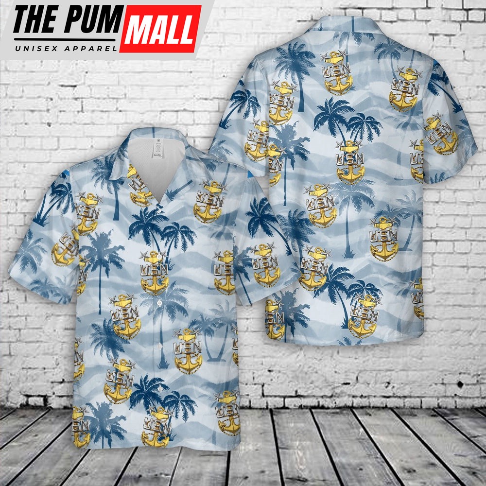 Us Navy Hawaiian Shirt, US Navy E-9 Master Chief Petty Officers Anchor Hawaiian Shirt, Military Hawaiian Shirt