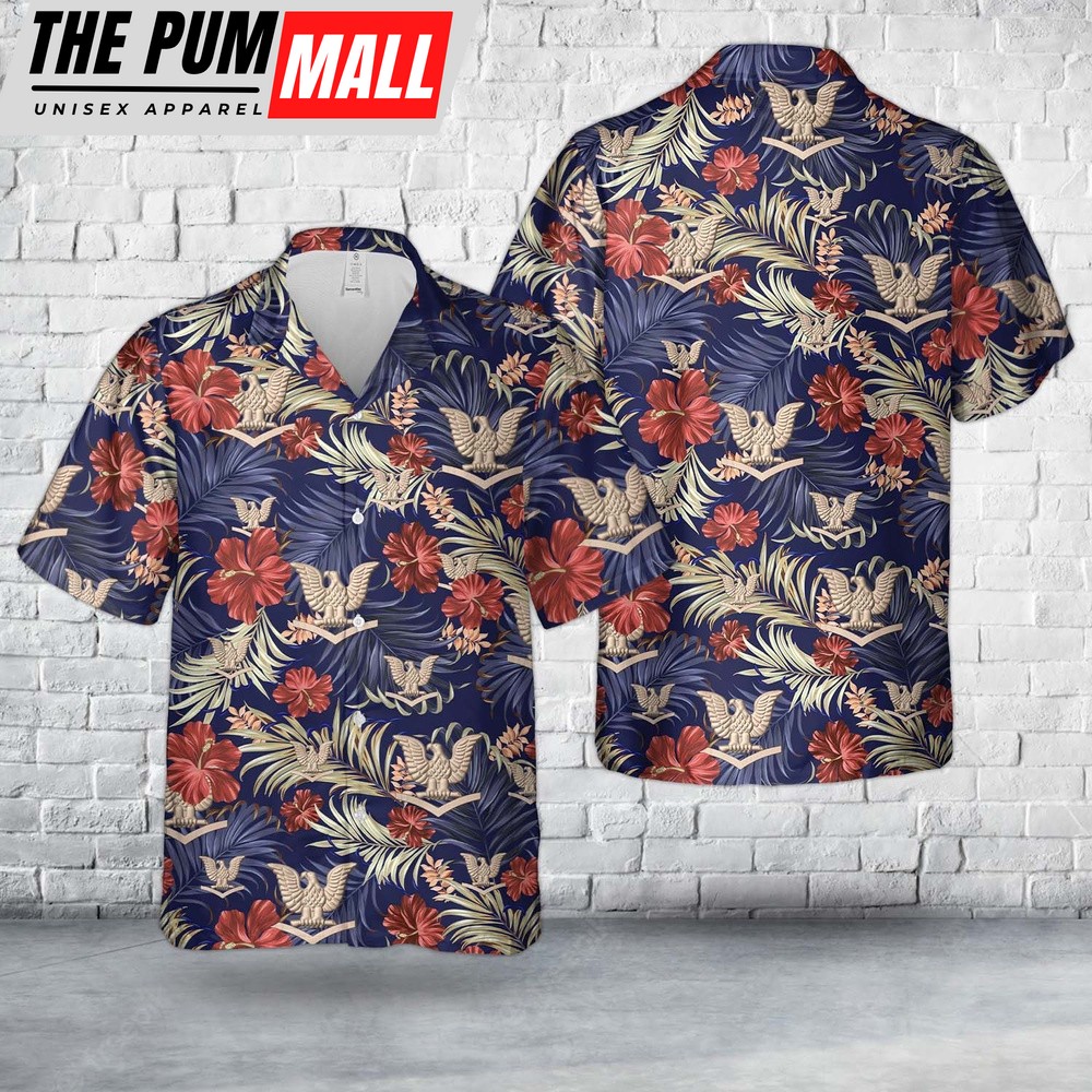 Us Navy Hawaiian Shirt, US Navy E4-Petty Officer 3rd Class Hawaiian Shirt, Military Hawaiian Shirt