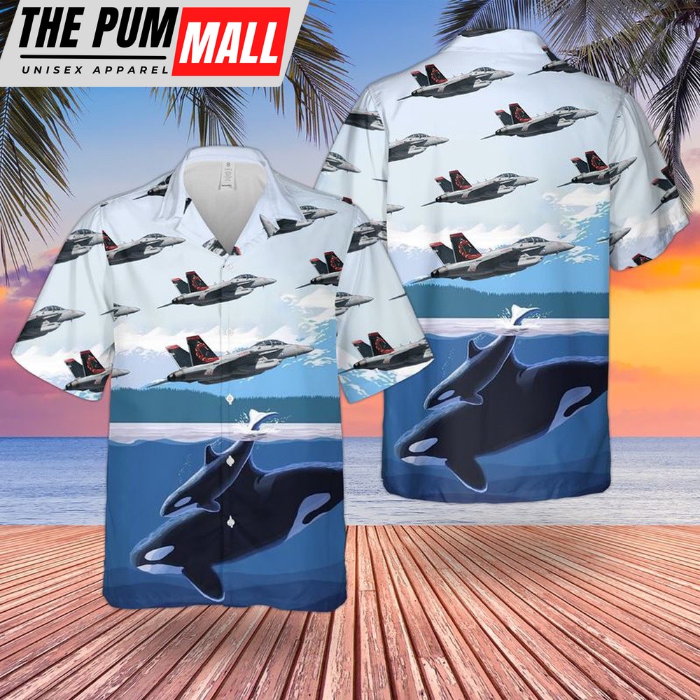 Us Navy Hawaiian Shirt, US Navy EA-18G Of VAQ-132 Scorpions Hawaiian Shirt, Military Hawaiian Shirt